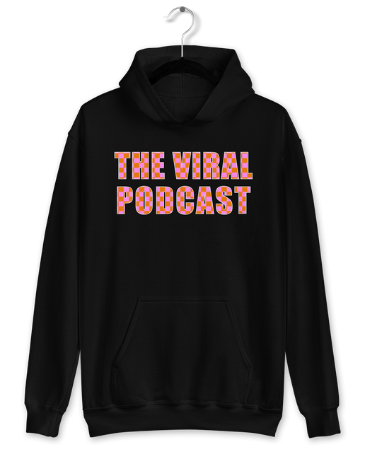 Pink/Orange Checkered Lettering Midweight Hoodie