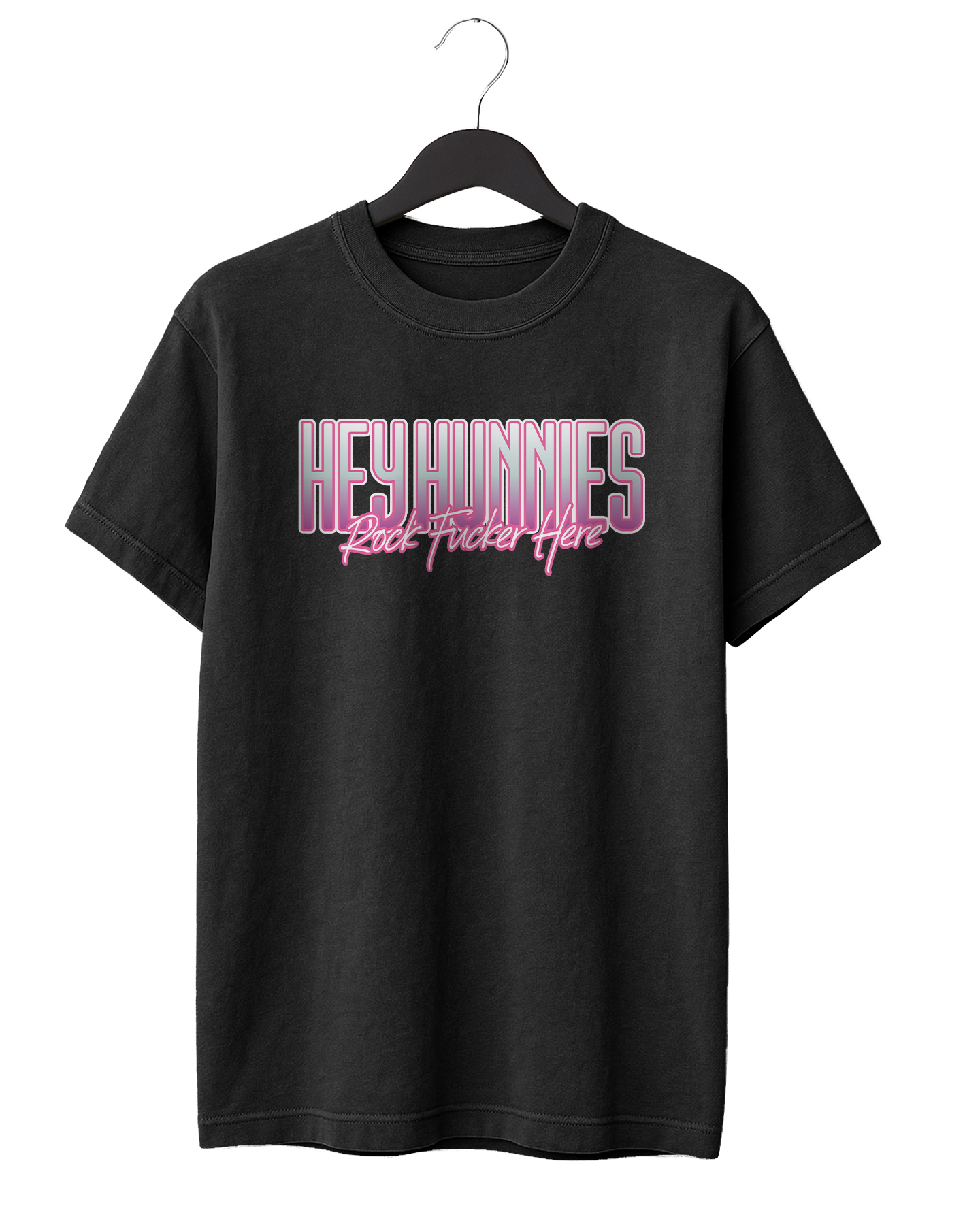 Hey Hunnies, Rock Fvcker Here Pink T-Shirt – The Viral Podcast