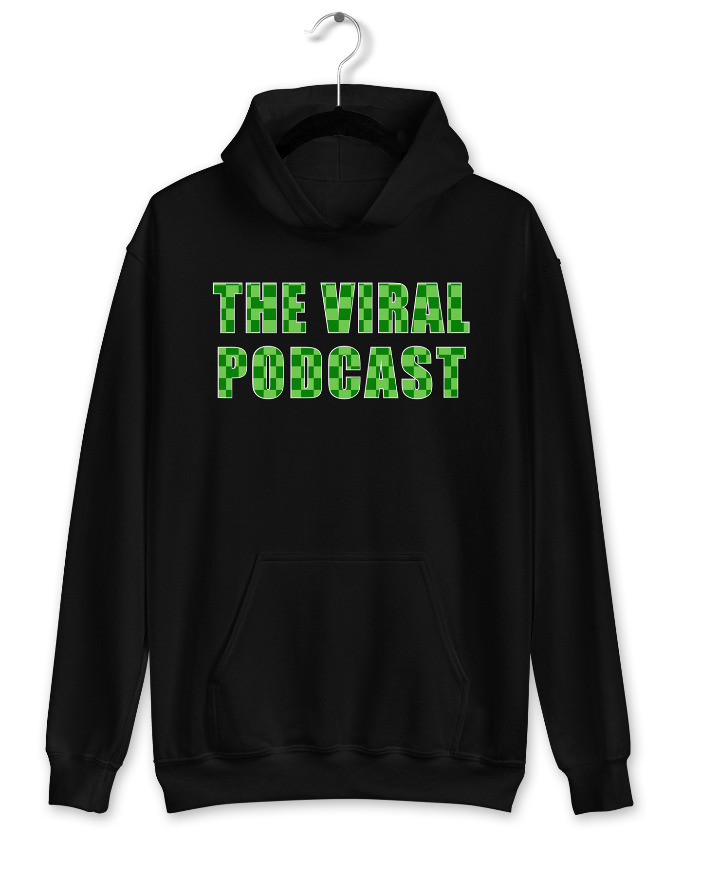 Green Checkered Lettering The Viral Podcast Hoodie
