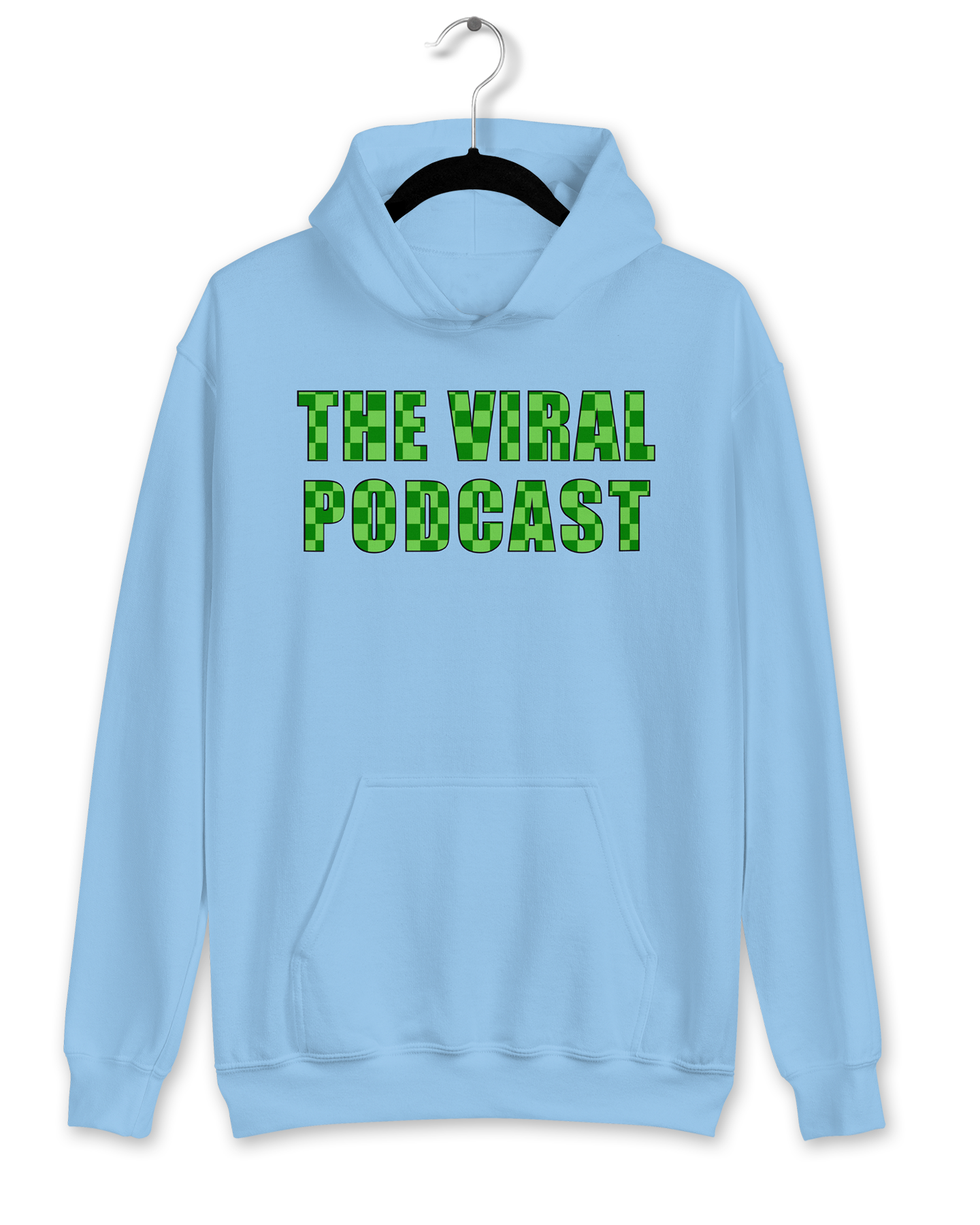 Green Checkered Lettering The Viral Podcast Hoodie
