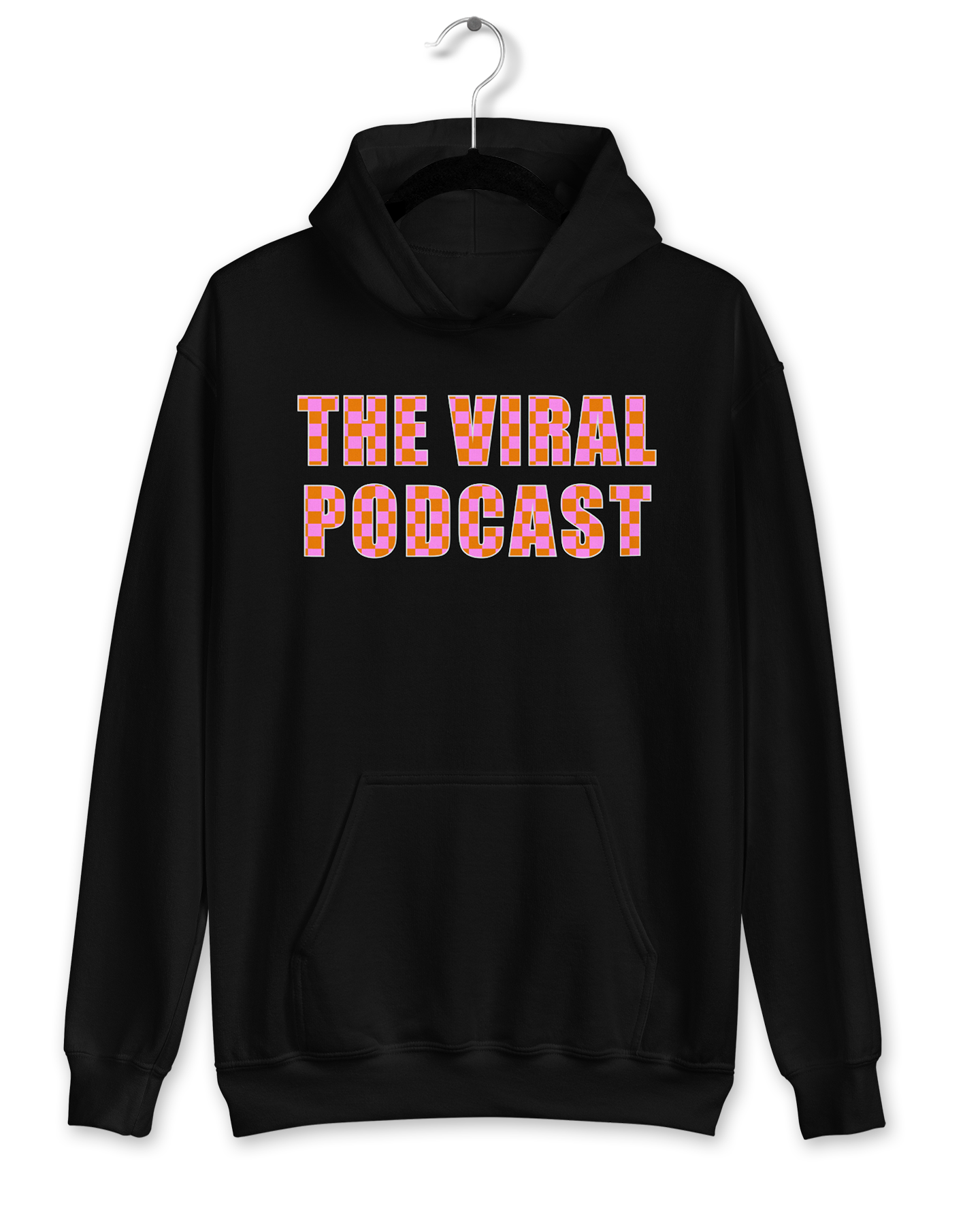 Pink/Orange Checkered Lettering Midweight Hoodie