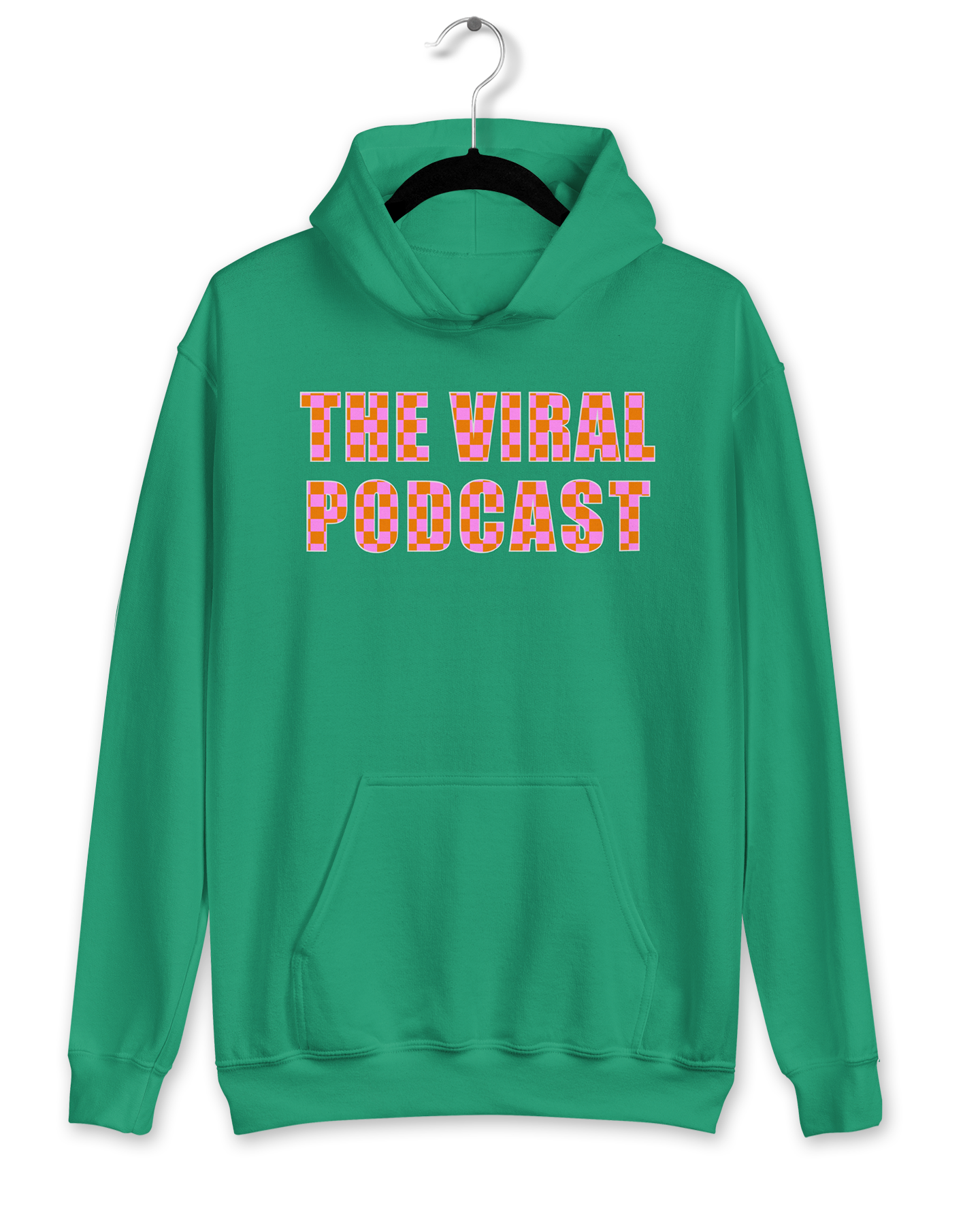 Pink/Orange Checkered Lettering Midweight Hoodie