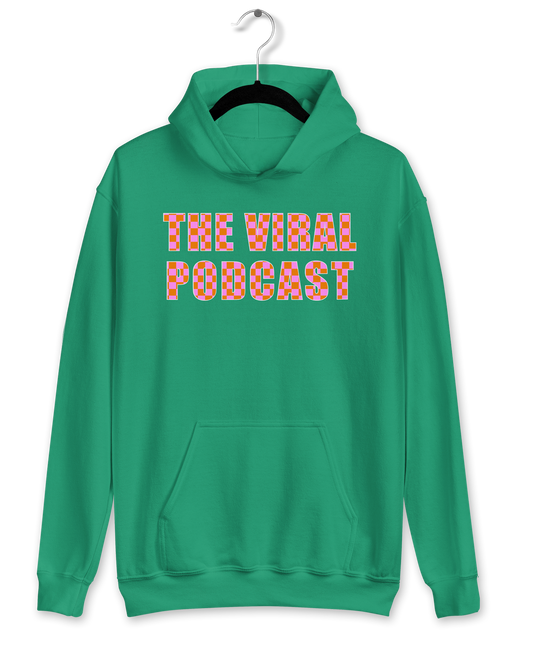 Pink/Orange Checkered Lettering Midweight Hoodie