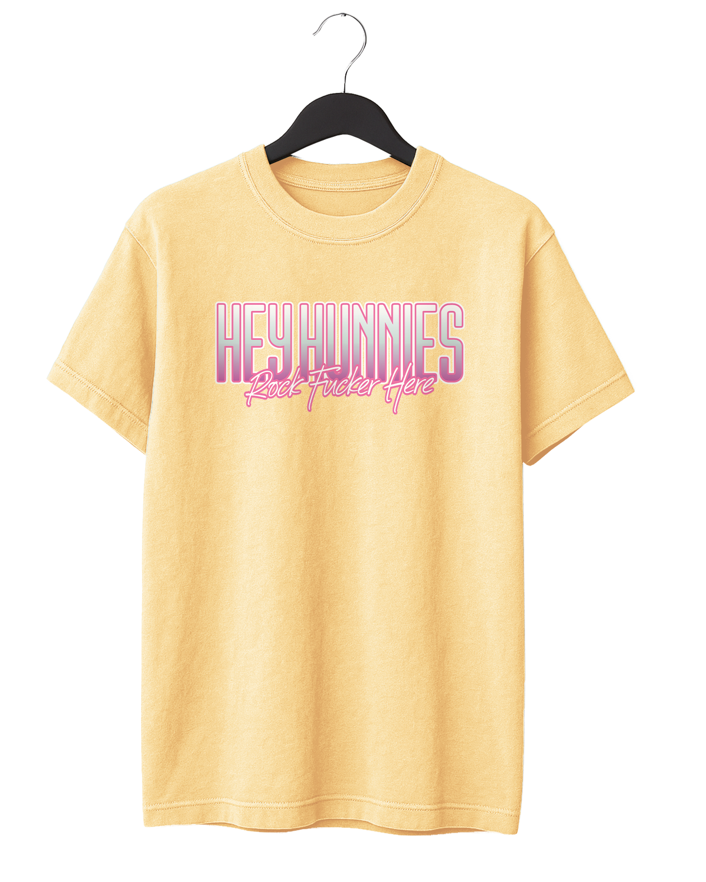 Hey Hunnies, Rock Fvcker Here Pink T-Shirt