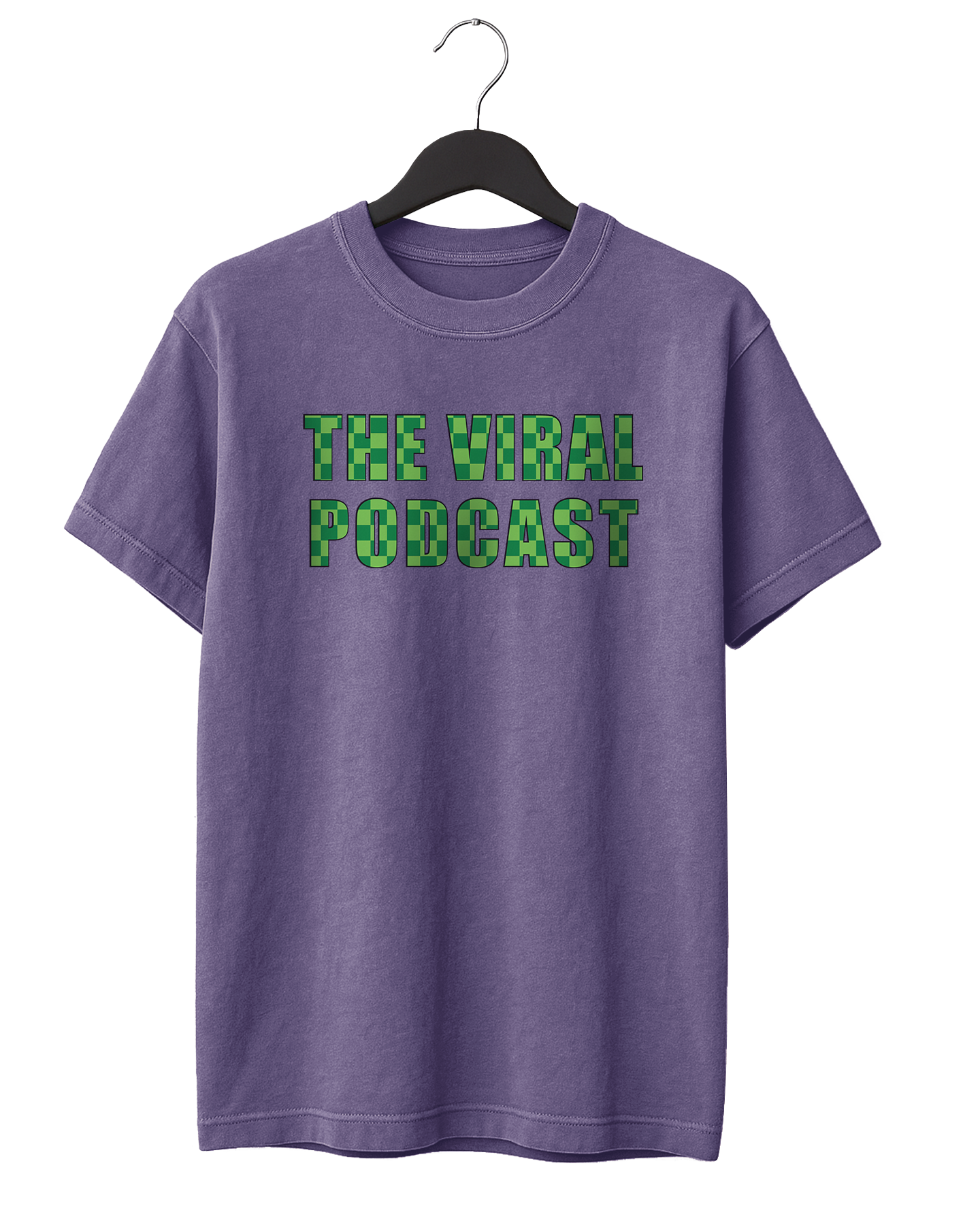 Green Checkered Lettering T-Shirt