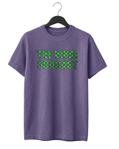 Green Checkered Lettering T-Shirt